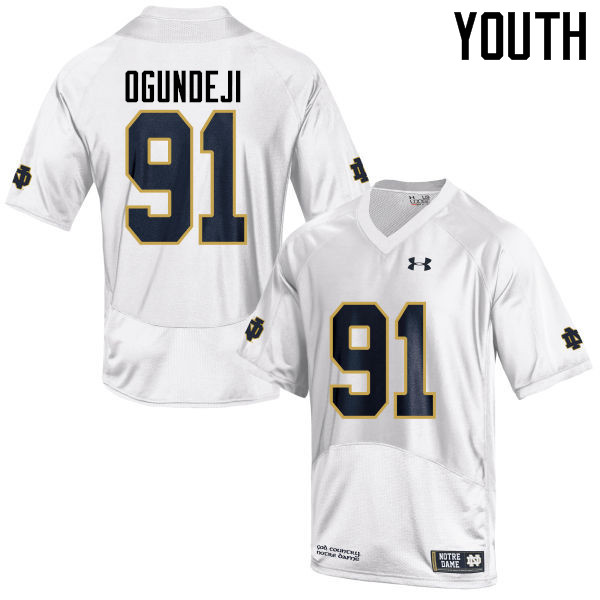 Youth NCAA Notre Dame Fighting Irish #91 Adetokunbo Ogundeji Stitched College Under Armour Authentic White Football Jersey JL10A47BQ